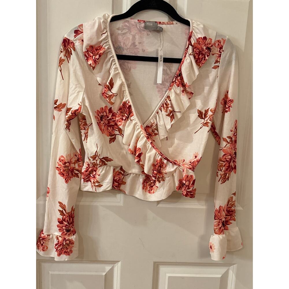 ASOS Cream Top with Orange Floral Print